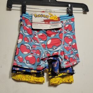 Pokemon Four (4) Boys' Athletic Boxer Briefs (Set) Size 4
